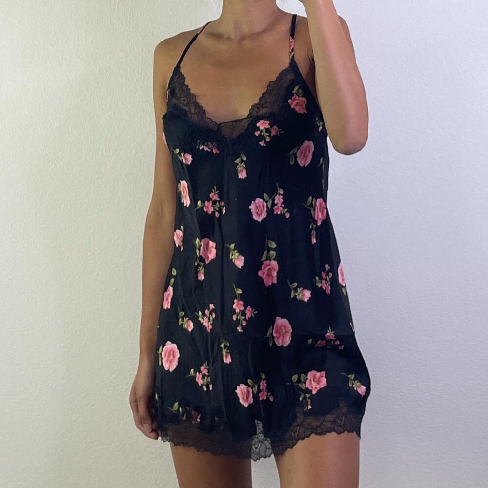 Black Floral Slip Dress
